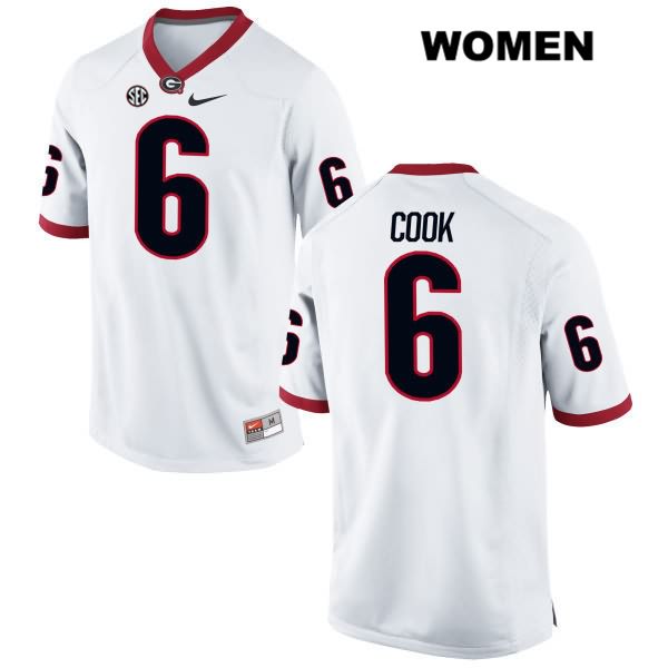 Georgia Bulldogs Women's James Cook #6 NCAA Authentic White Nike Stitched College Football Jersey CNF6056YX
